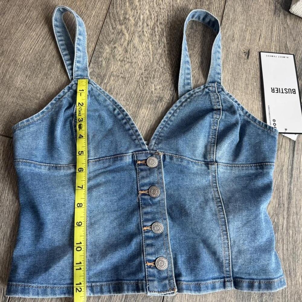 Almost famous blue denim corset top S